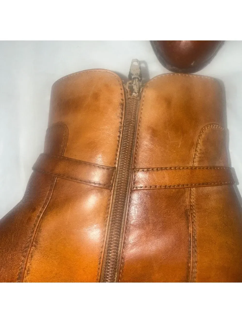 Vintage Porto Fino tan Leather Chukka Ankle Zipper Beatle Era Boots Sz 8
